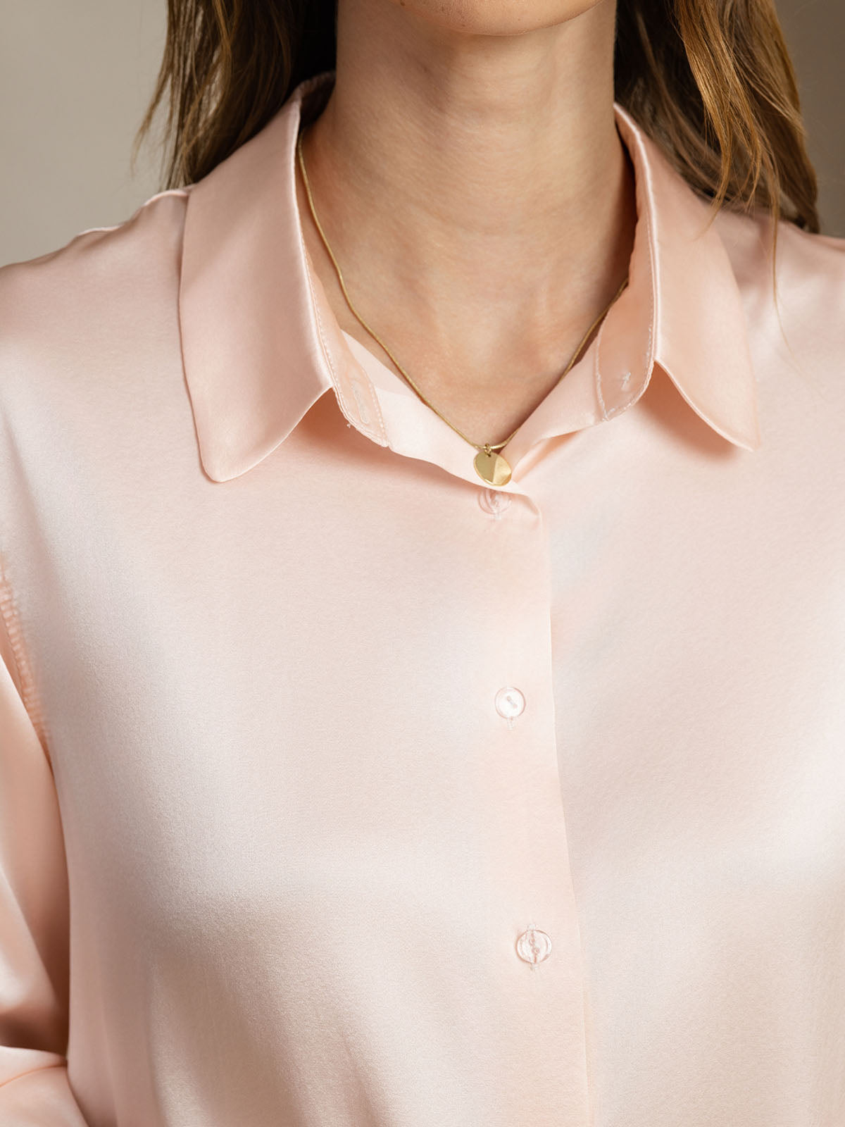 19Momme Silk Long Sleeve Lapel Collar Women's Shirt