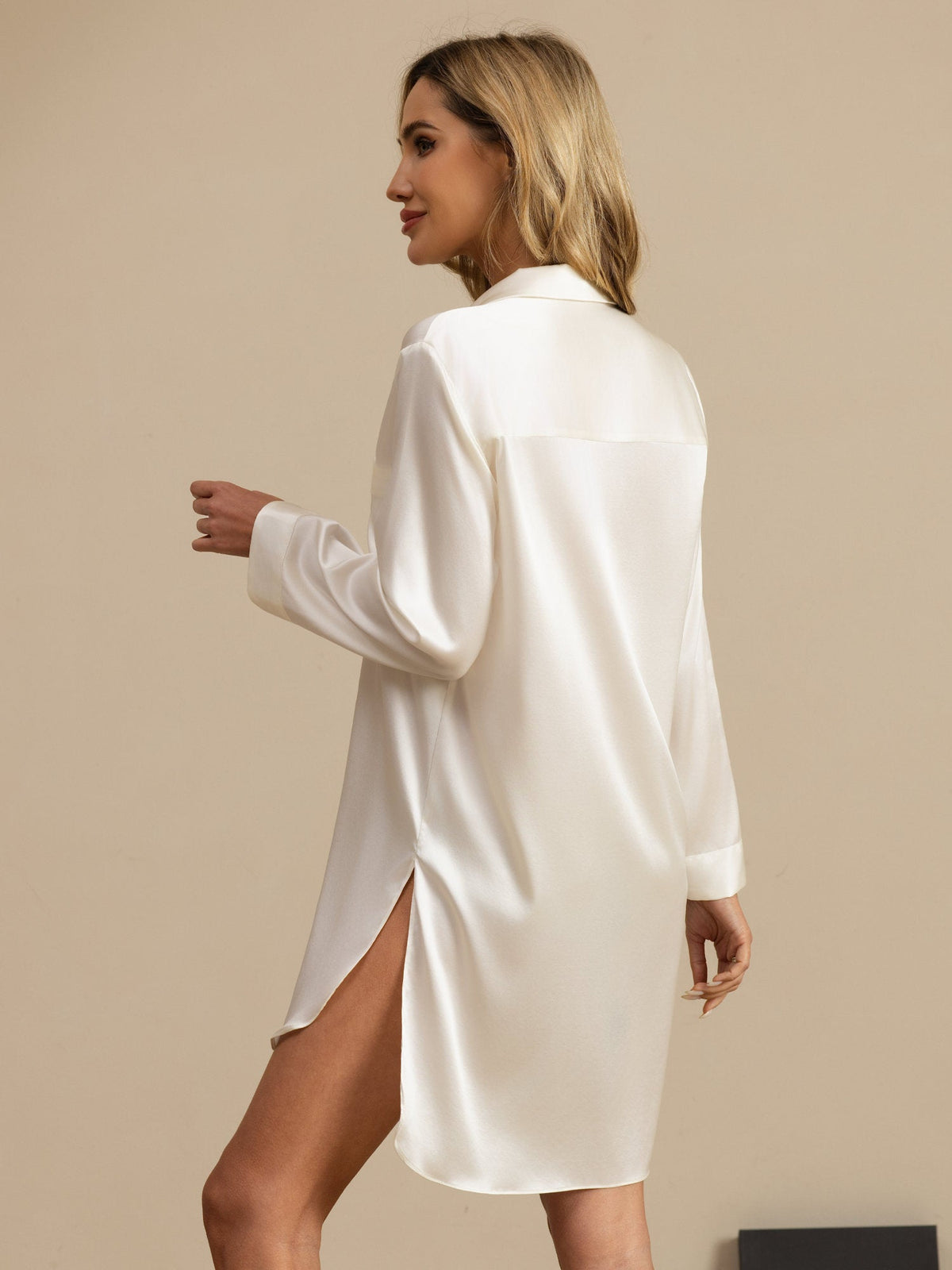 Pure Silk Nightshirt with High-Low Hem