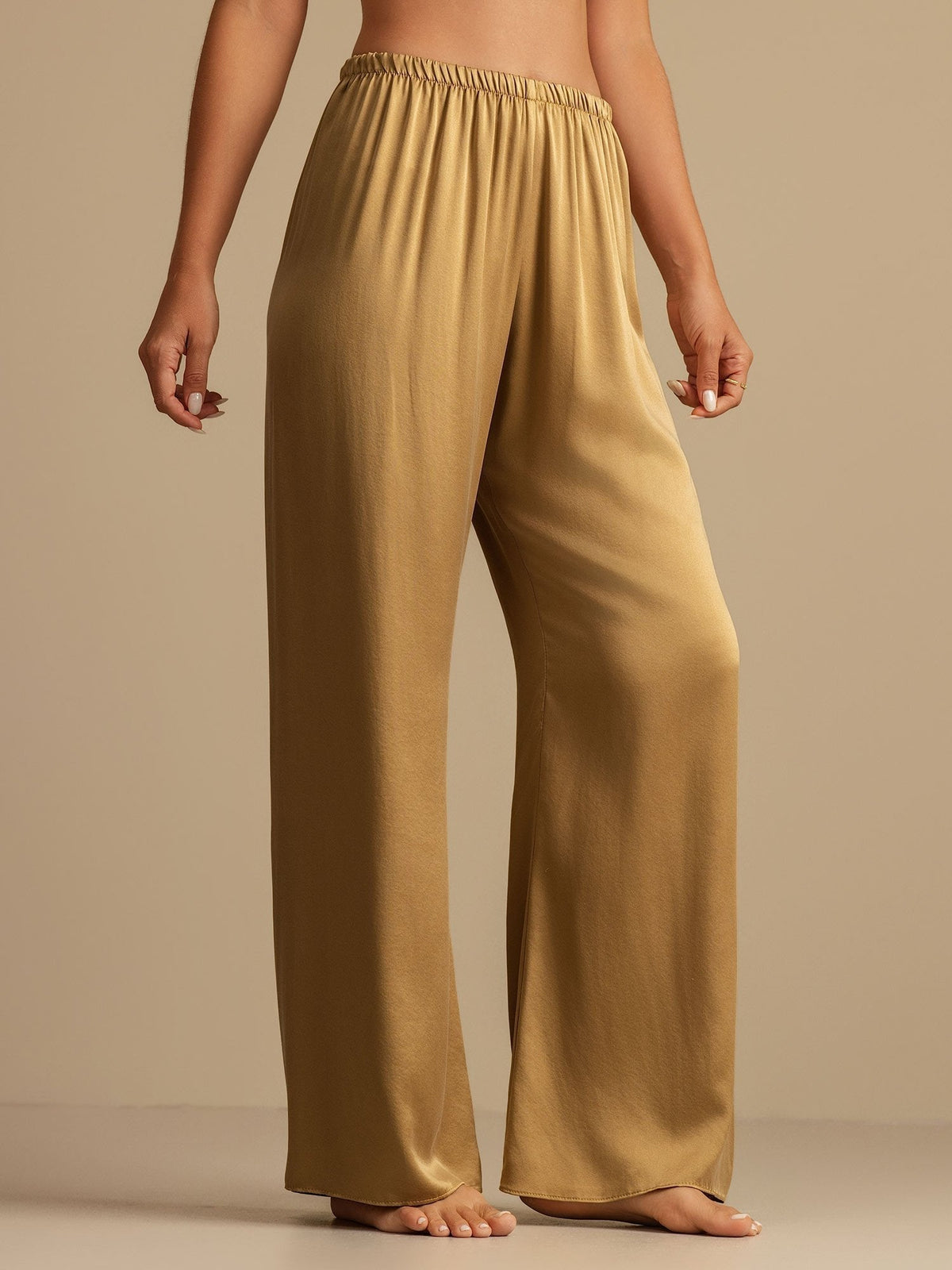 19Momme Washable Silk Wide Leg Women's Sleep Pants with Elastic Waist