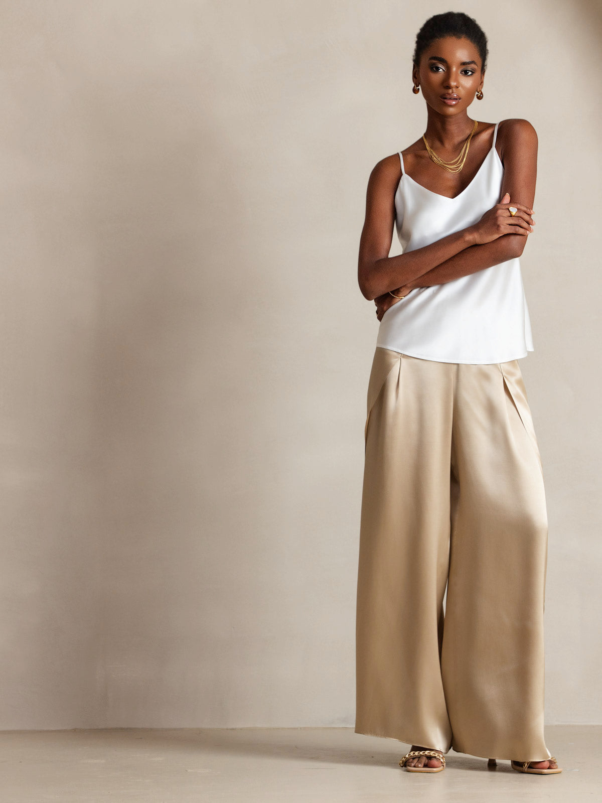 Pure Silk Spaghetti Strap V Neck Camisoles