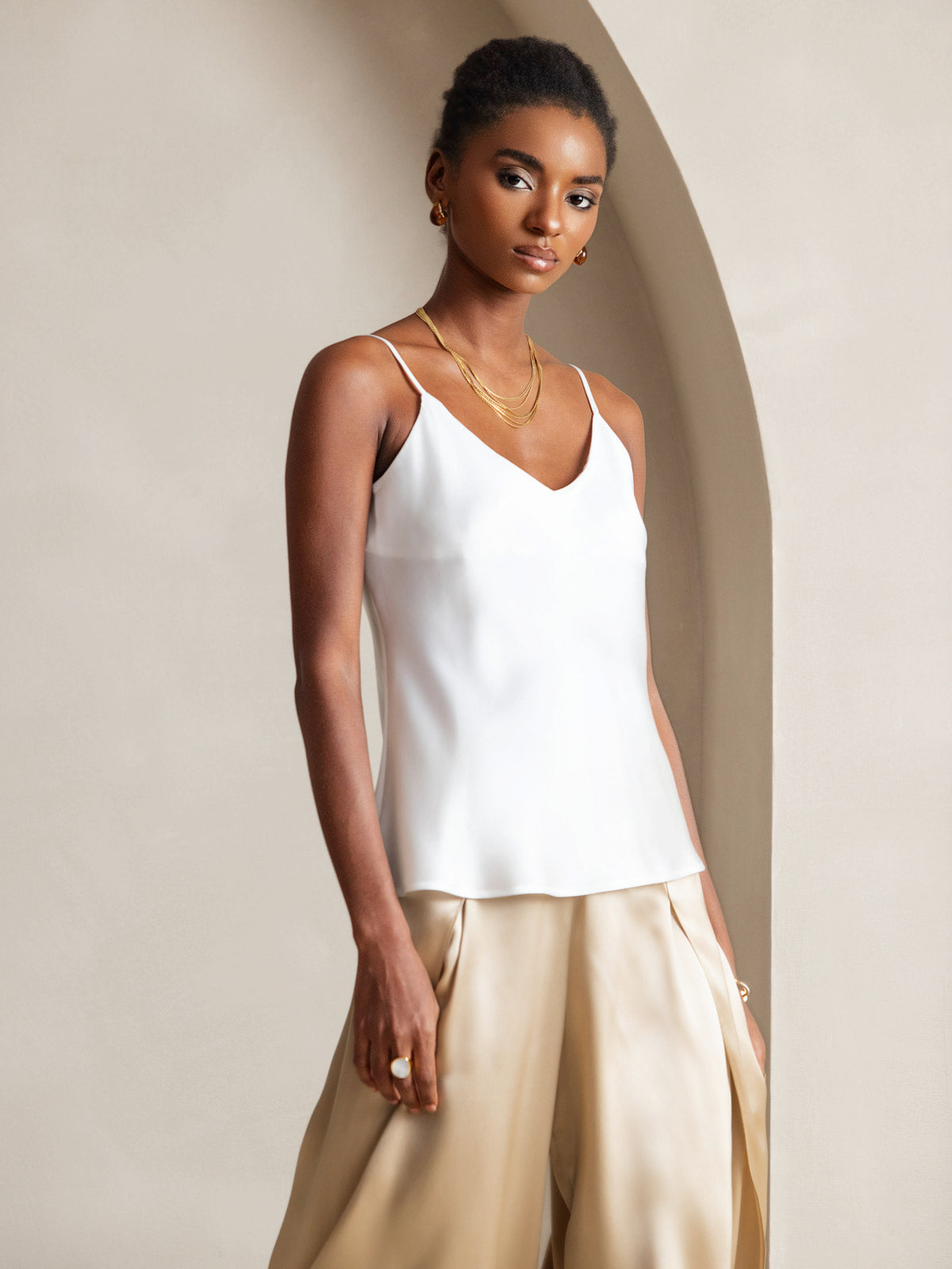 Pure Silk Spaghetti Strap V Neck Camisoles