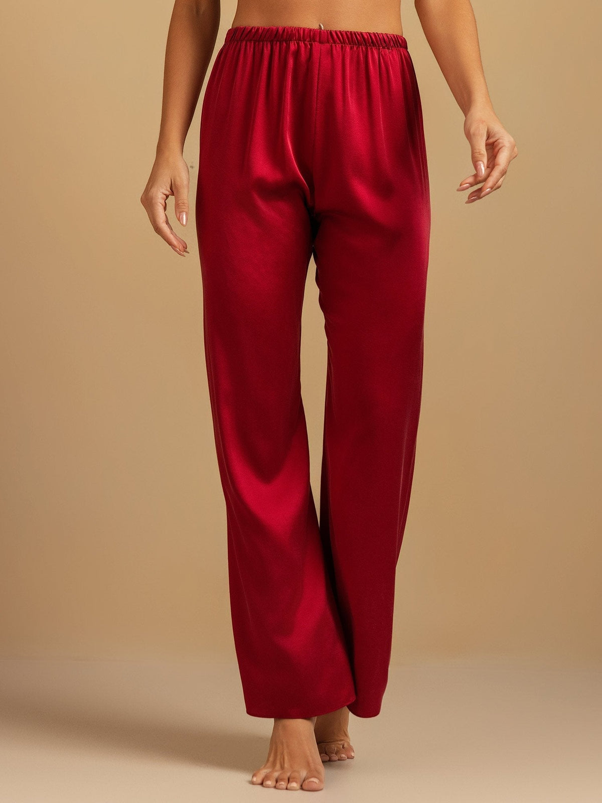 19Momme Washable Silk Wide Leg Women's Sleep Pants with Elastic Waist
