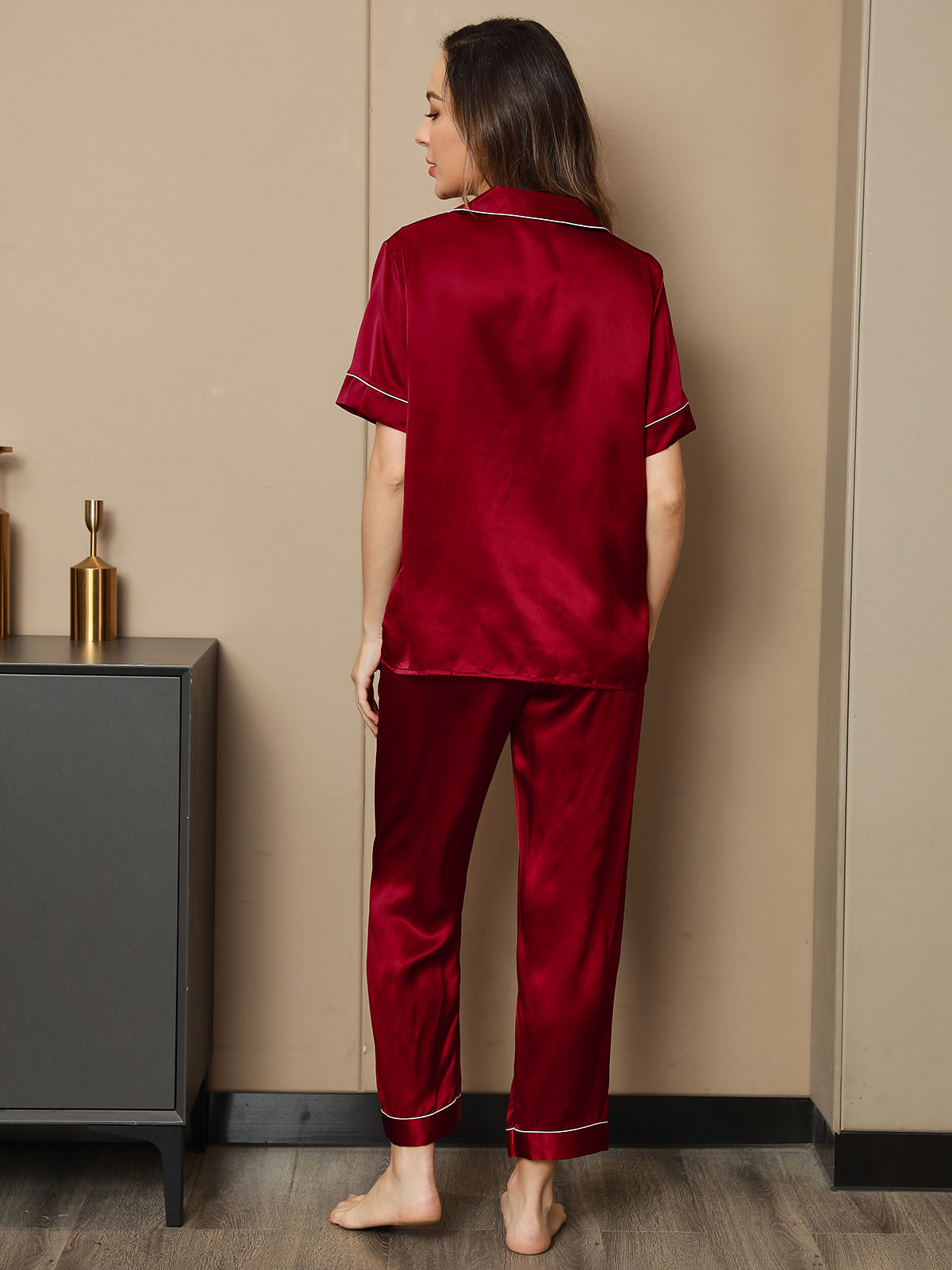 Women's Pure Silk Short Sleeve Pyjamas Set