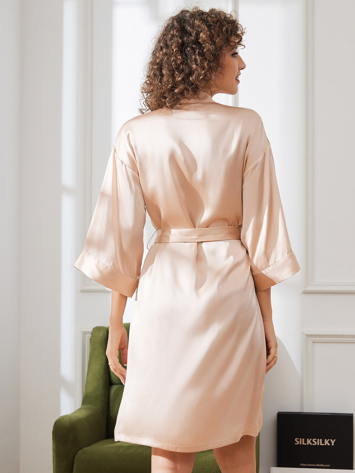 Pure Silk Women's Kimono Wrap Dressing Gown