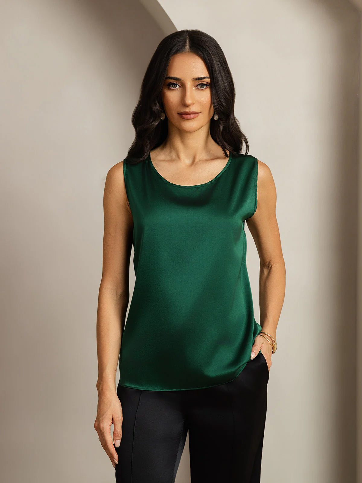 19Momme Silk Sleeveless Round Neck Women's Tank Top