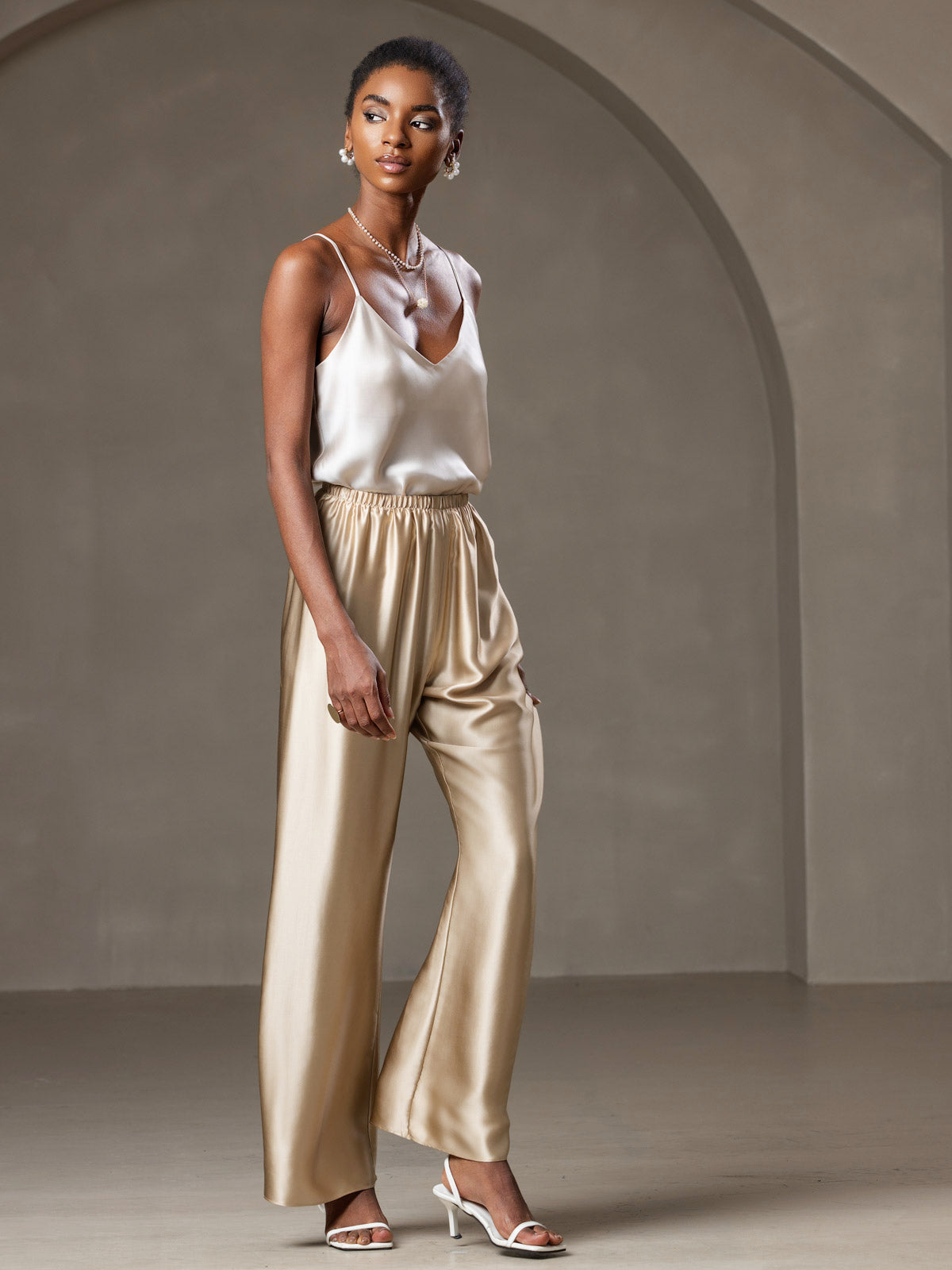 Pure Silk Spaghetti Strap V Neck Camisoles