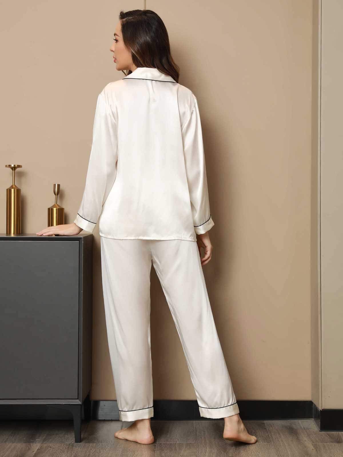 Women's Pure Silk Long Sleeve Notch Collar Pyjamas Set