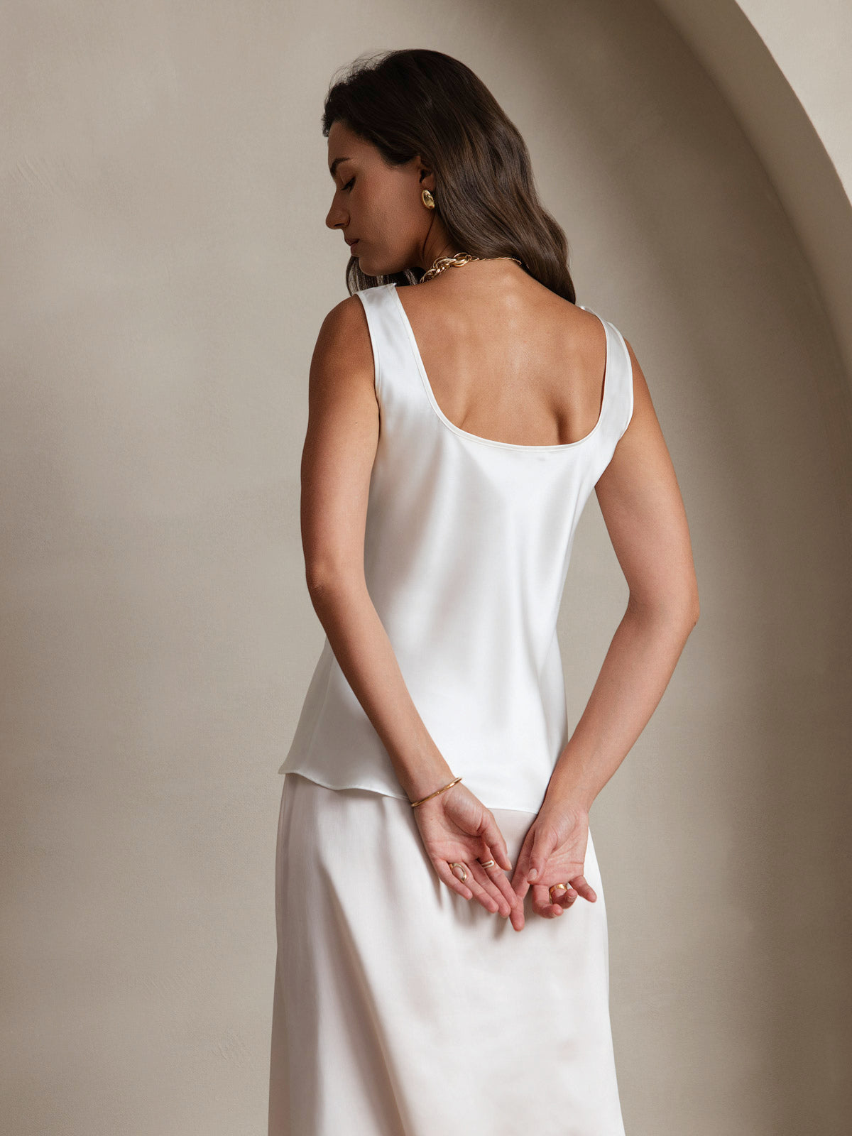 Women's Pure Silk Sleeveless U Neck Tank Top