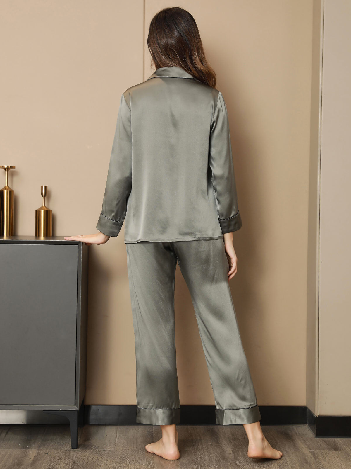 Pure Silk Long Sleeve Notch Collar Women's Pyjamas Set