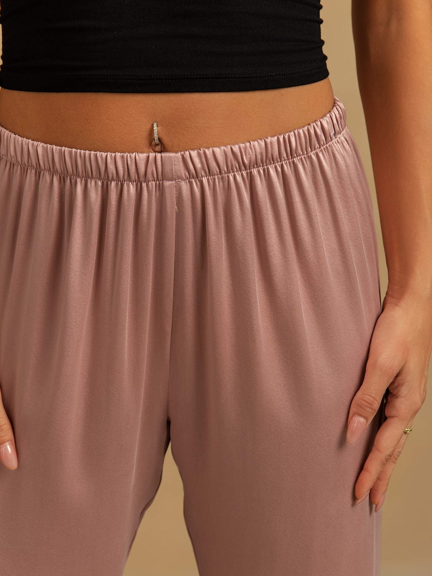 19Momme Washable Silk Wide Leg Women's Sleep Pants with Elastic Waist