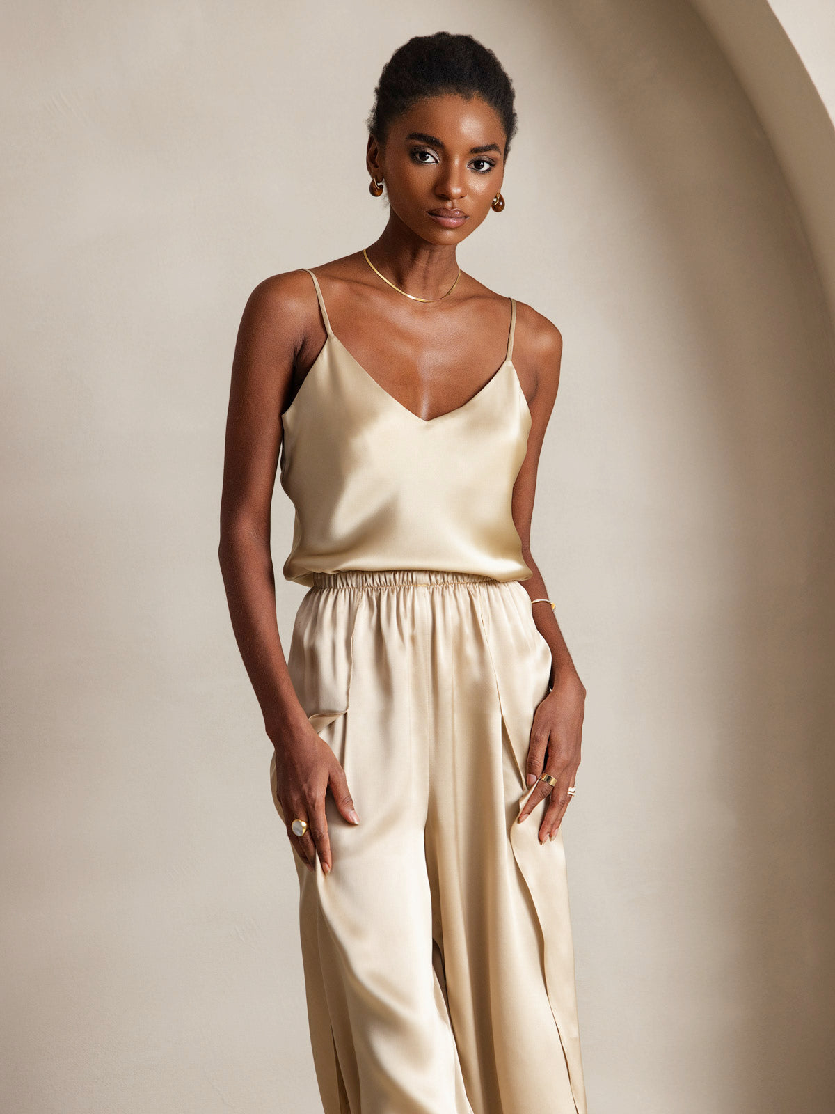 Pure Silk Spaghetti Strap V Neck Camisoles