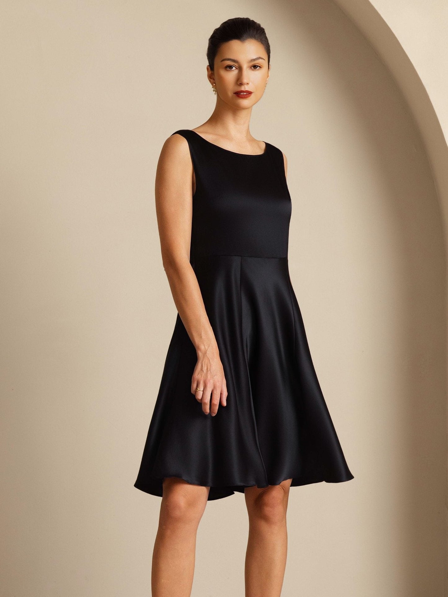 19Momme Silk A-Line Knee-Length Sleeveless Dress