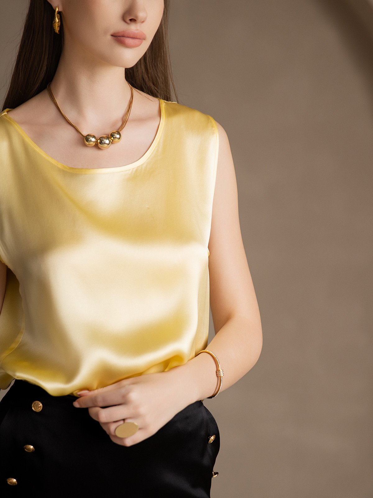 19Momme Silk Sleeveless Round Neck Women's Tank Top