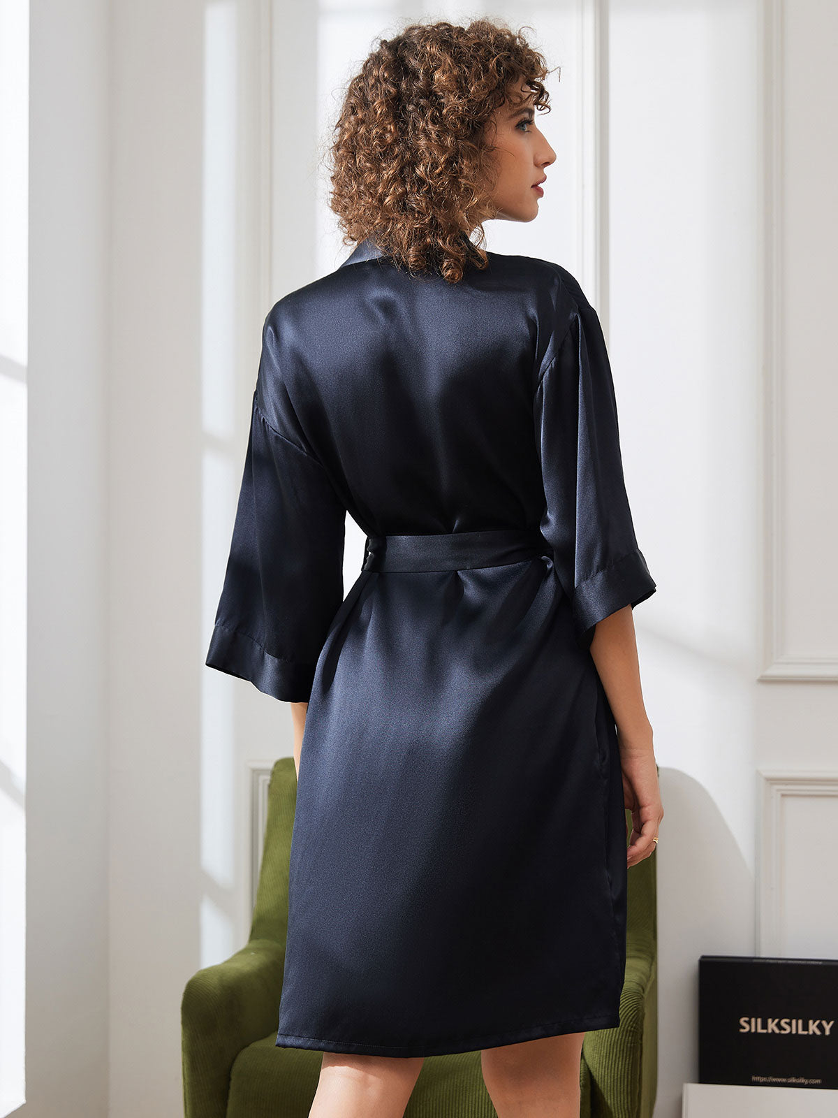Pure Silk Women's Kimono Wrap Dressing Gown