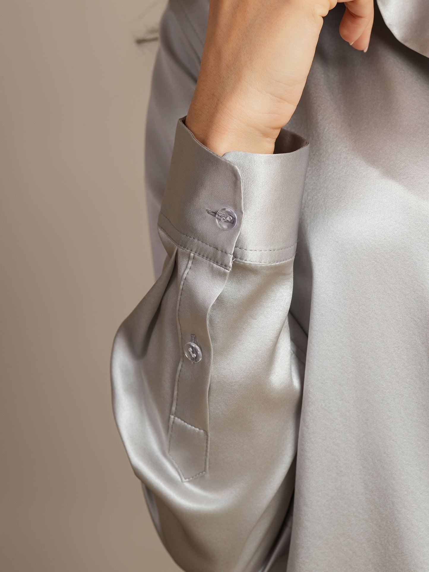 19Momme Silk Long Sleeve Lapel Collar Women's Shirt