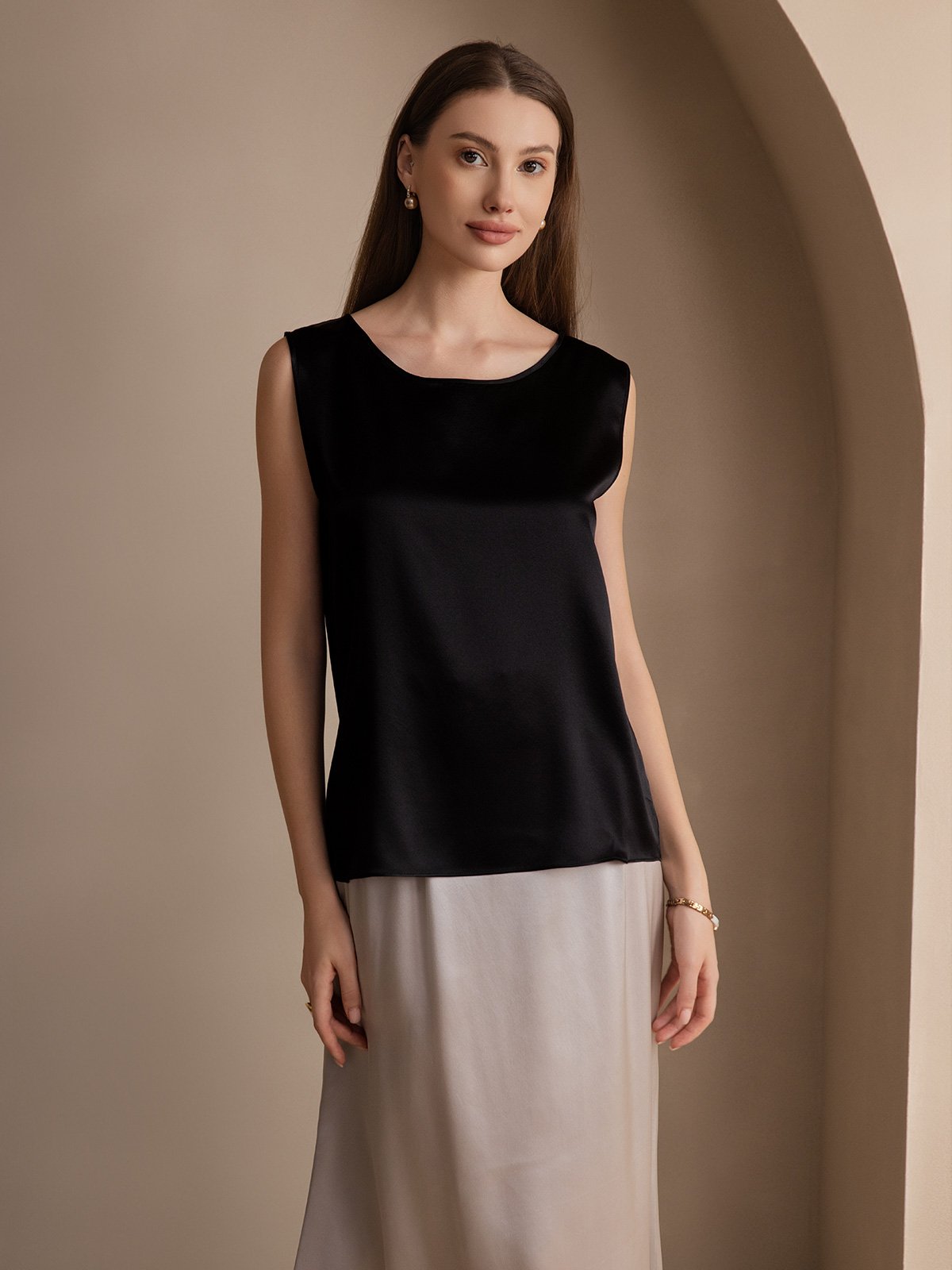 19Momme Silk Sleeveless Round Neck Women's Tank Top