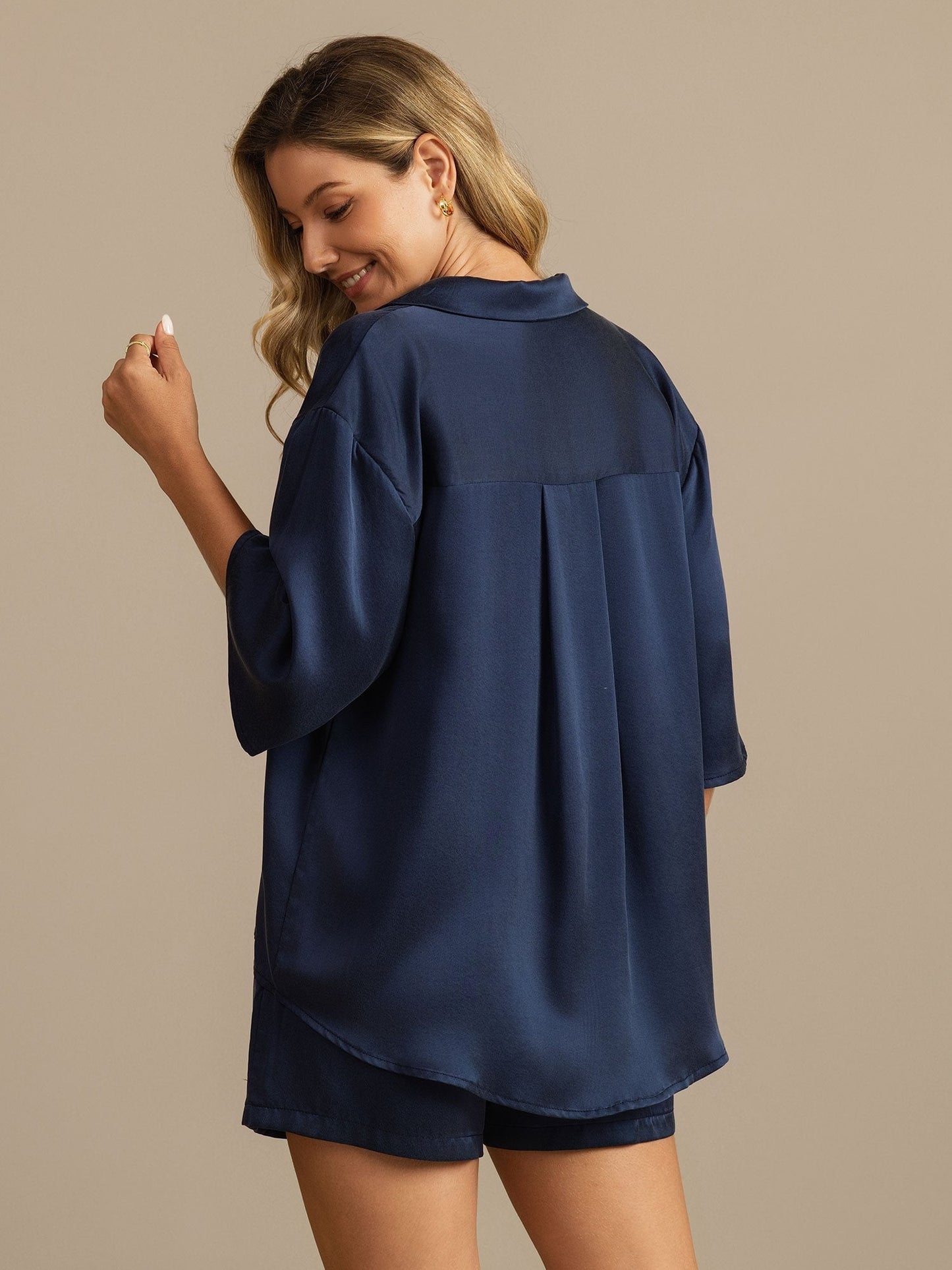19Momme Women's Washable Silk Notch Collar Pyjamas Set with Side Pockets