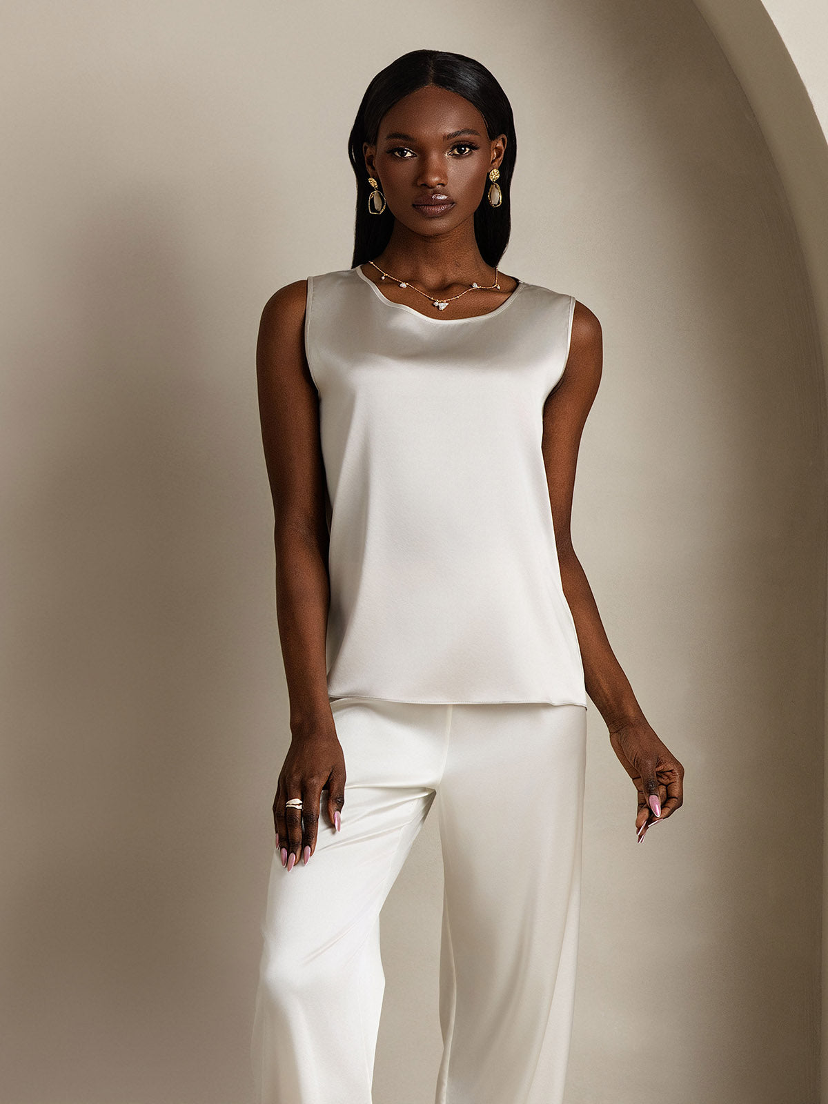 19Momme Silk Sleeveless Round Neck Women's Tank Top