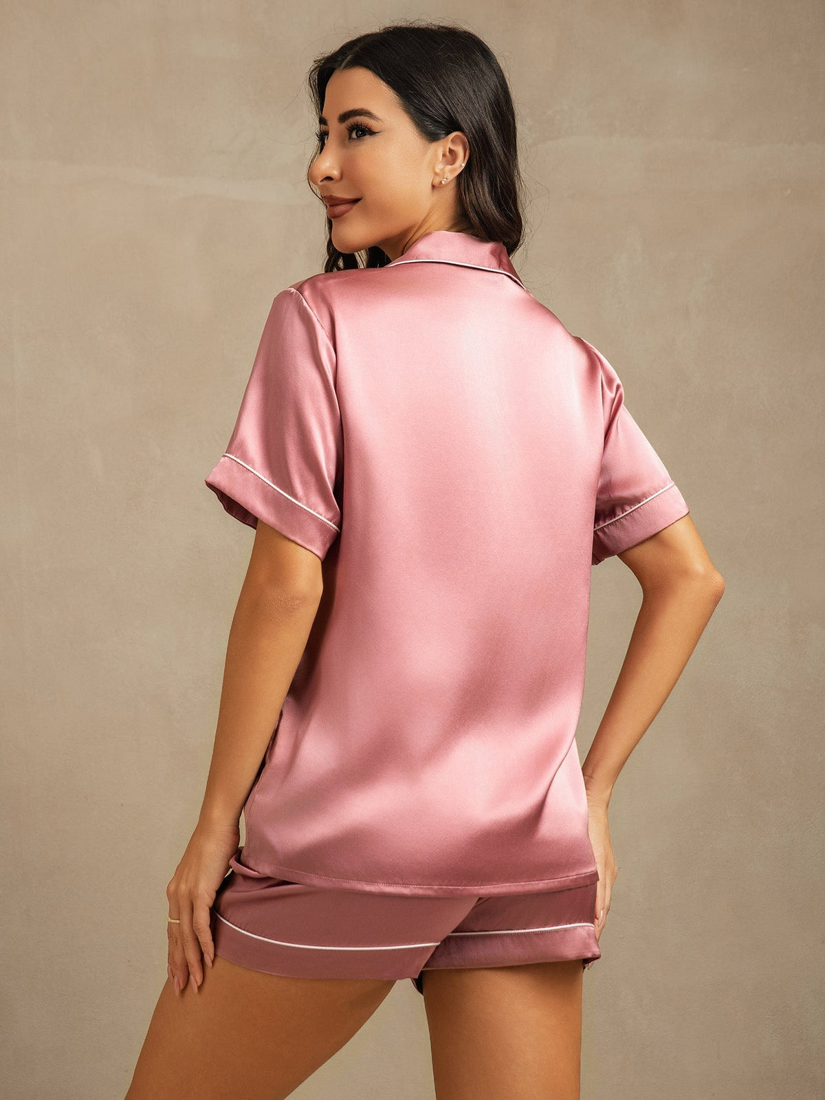 Women's Pure Silk Short Sleeve Notch Collar Pyjamas Set