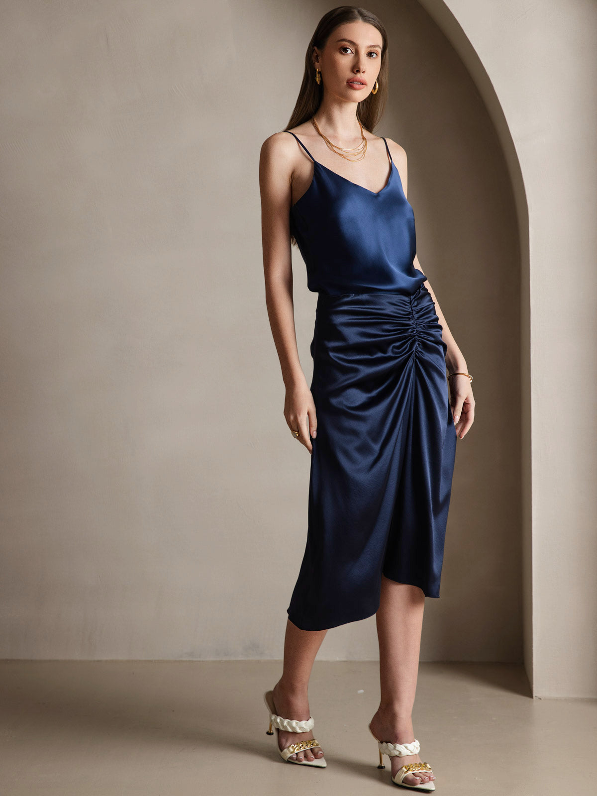 Pure Silk Spaghetti Strap V Neck Camisoles