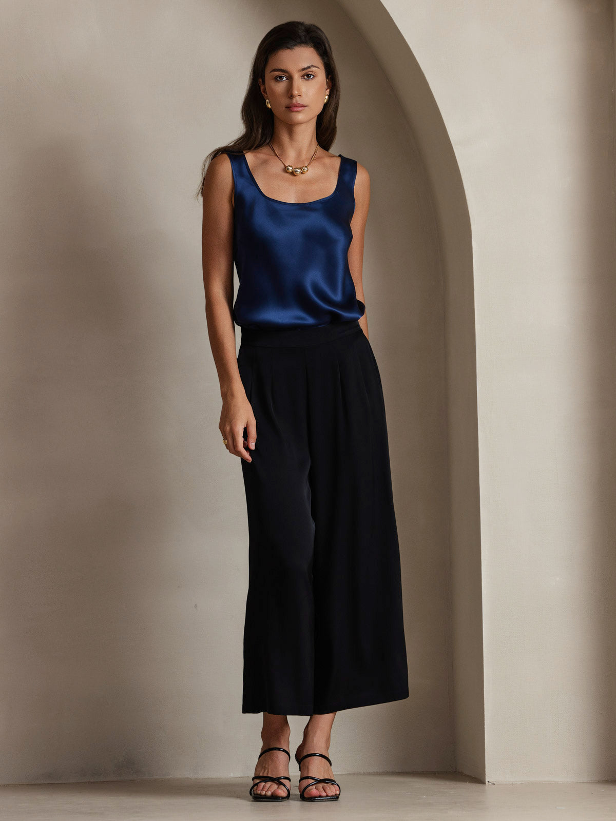 Women's Pure Silk Sleeveless U Neck Tank Top
