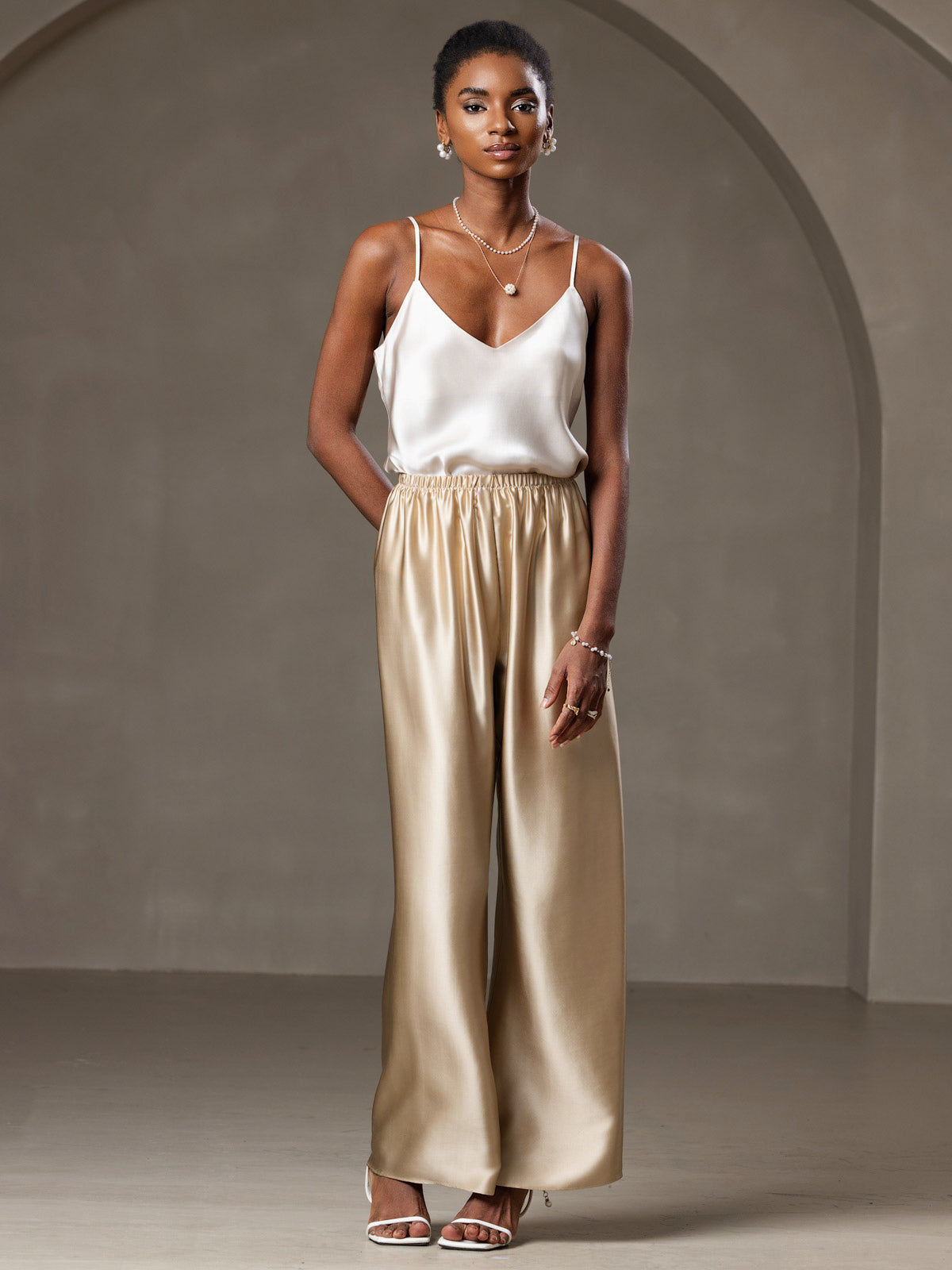 Pure Silk Spaghetti Strap V Neck Camisoles