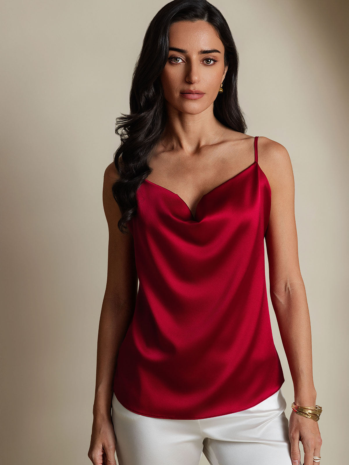 19Momme Silk Spaghetti Strap Cowl Neck Camisoles
