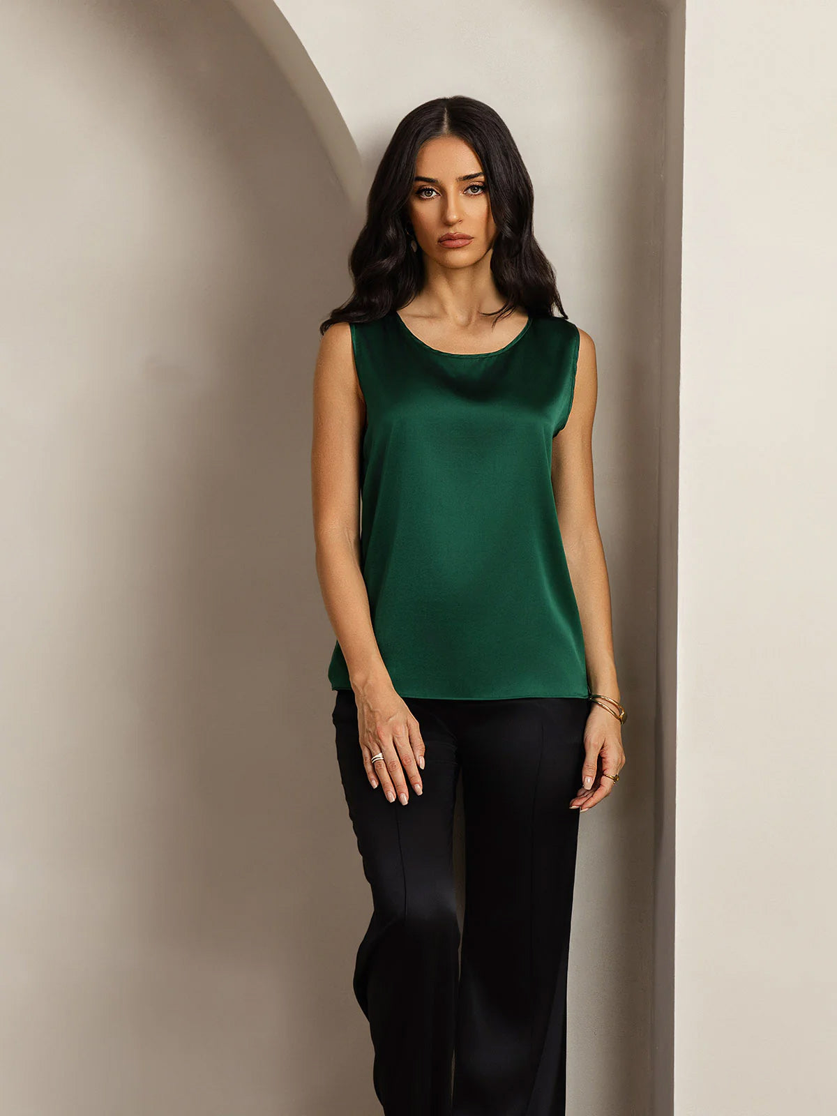 19Momme Silk Sleeveless Round Neck Women's Tank Top