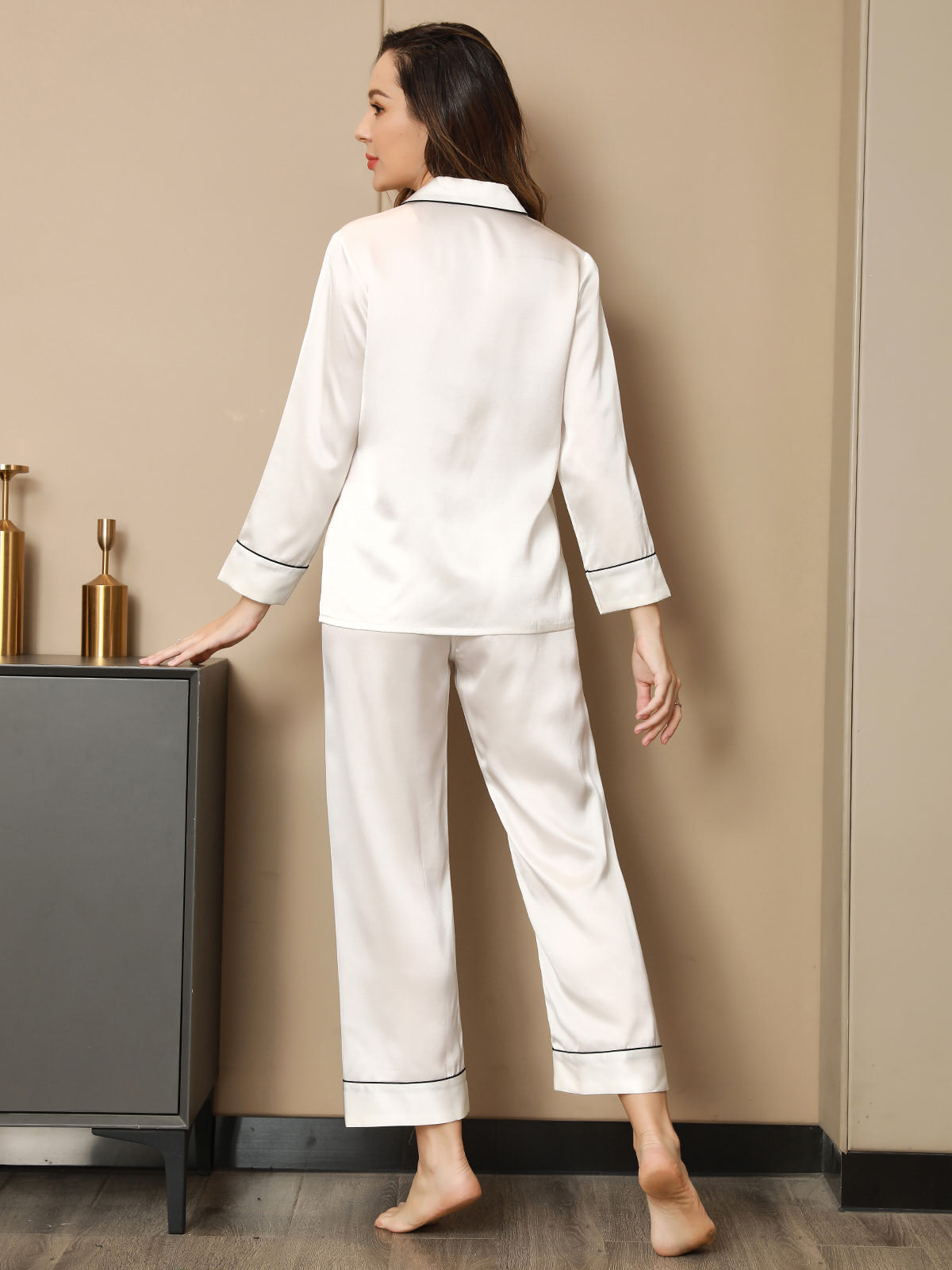 Pure Silk Long Sleeve Notch Collar Women's Pyjamas Set