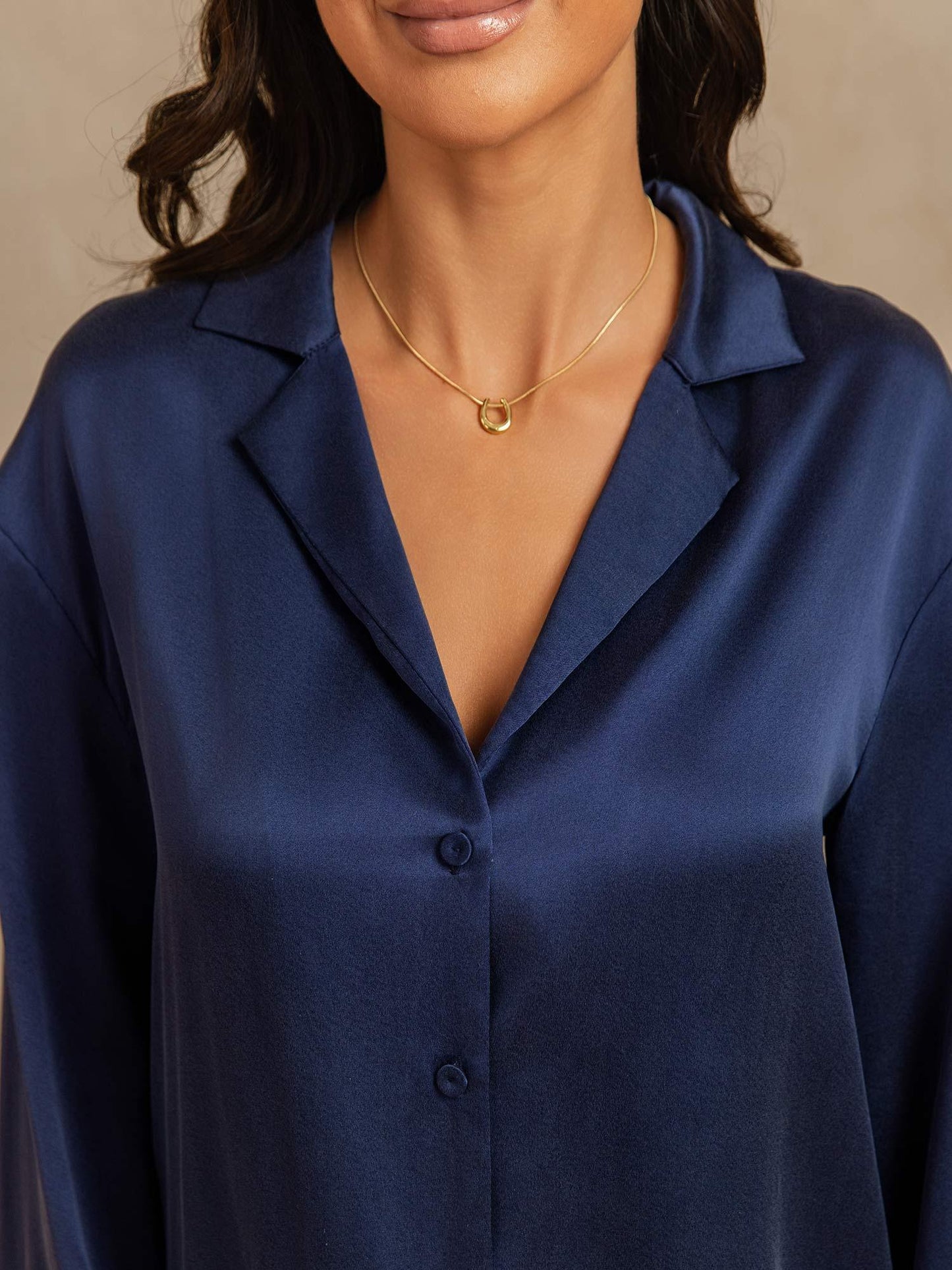 19Momme Washable Silk Long Sleeve Notch Collar Women's Pajamas Set