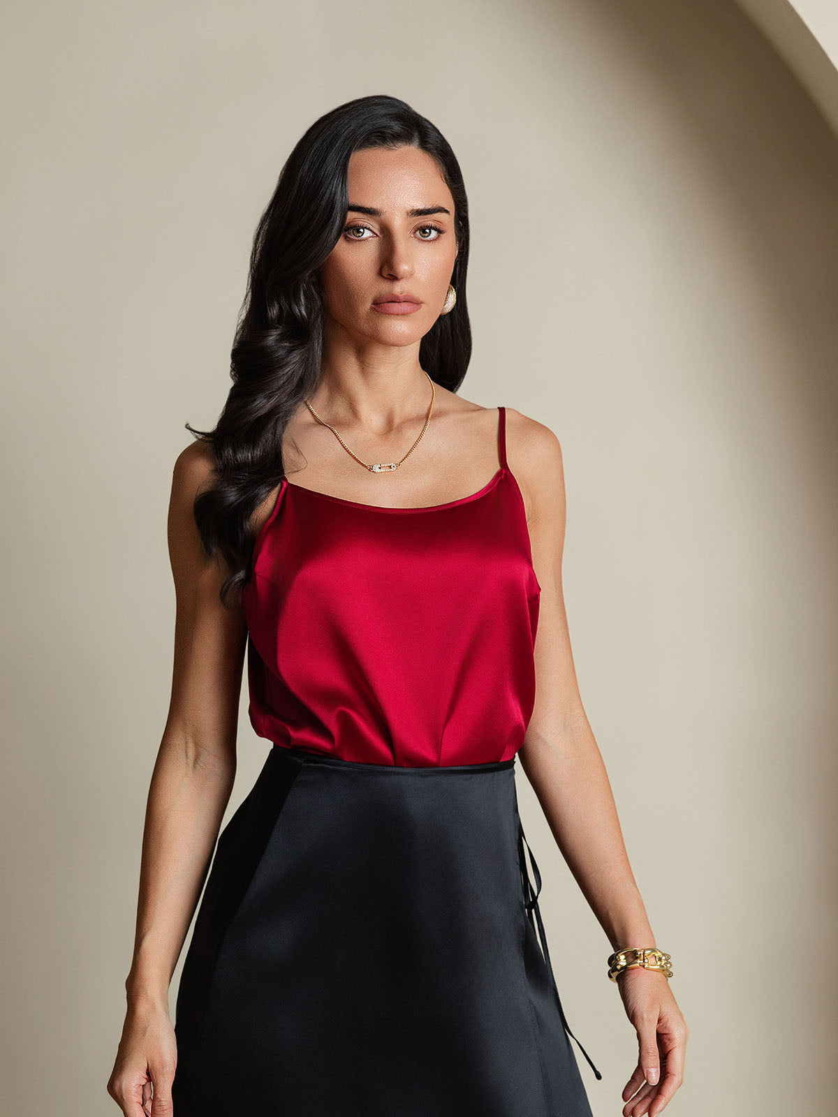 19Momme Silk Spaghetti Strap Round Neck Camisoles