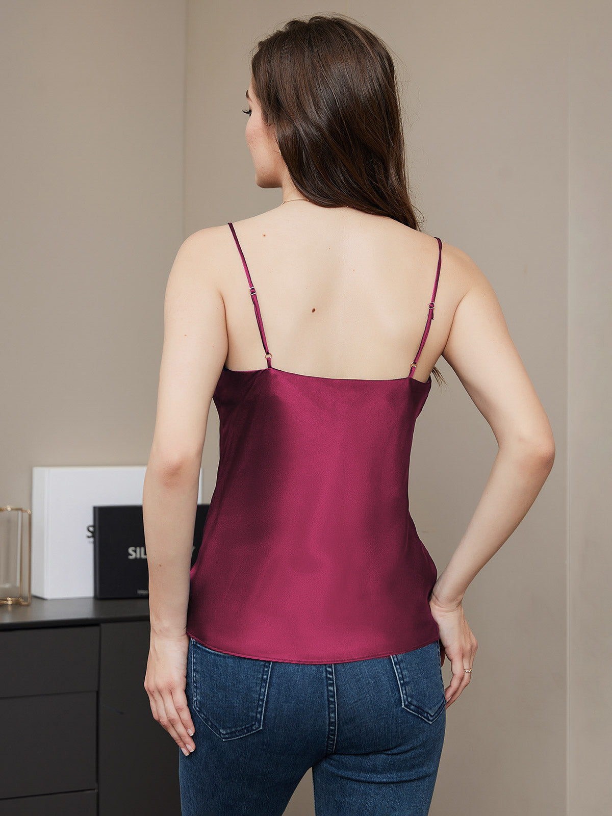 Pure Silk Spaghetti Strap V Neck Camisoles