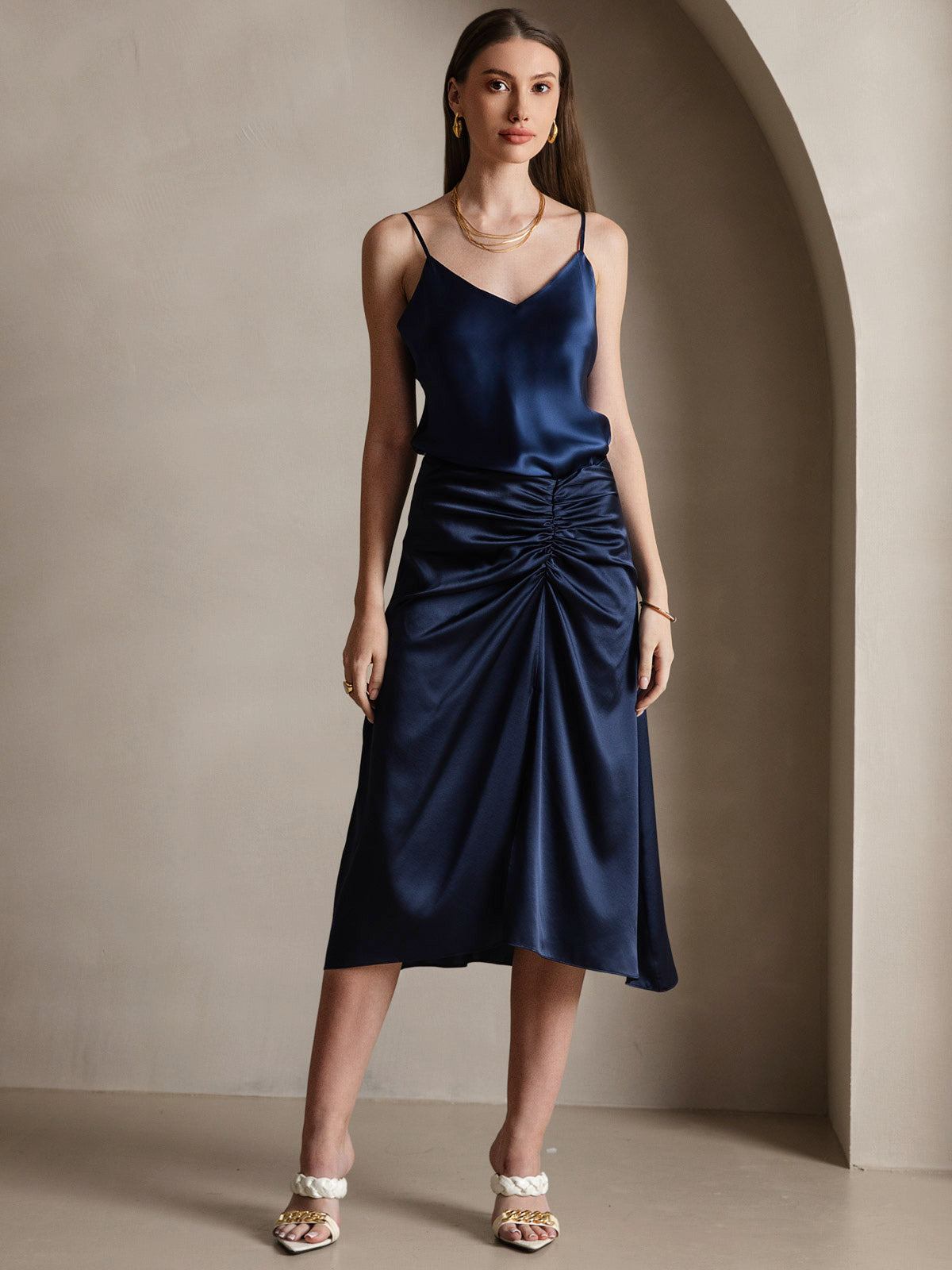 Pure Silk Spaghetti Strap V Neck Camisoles