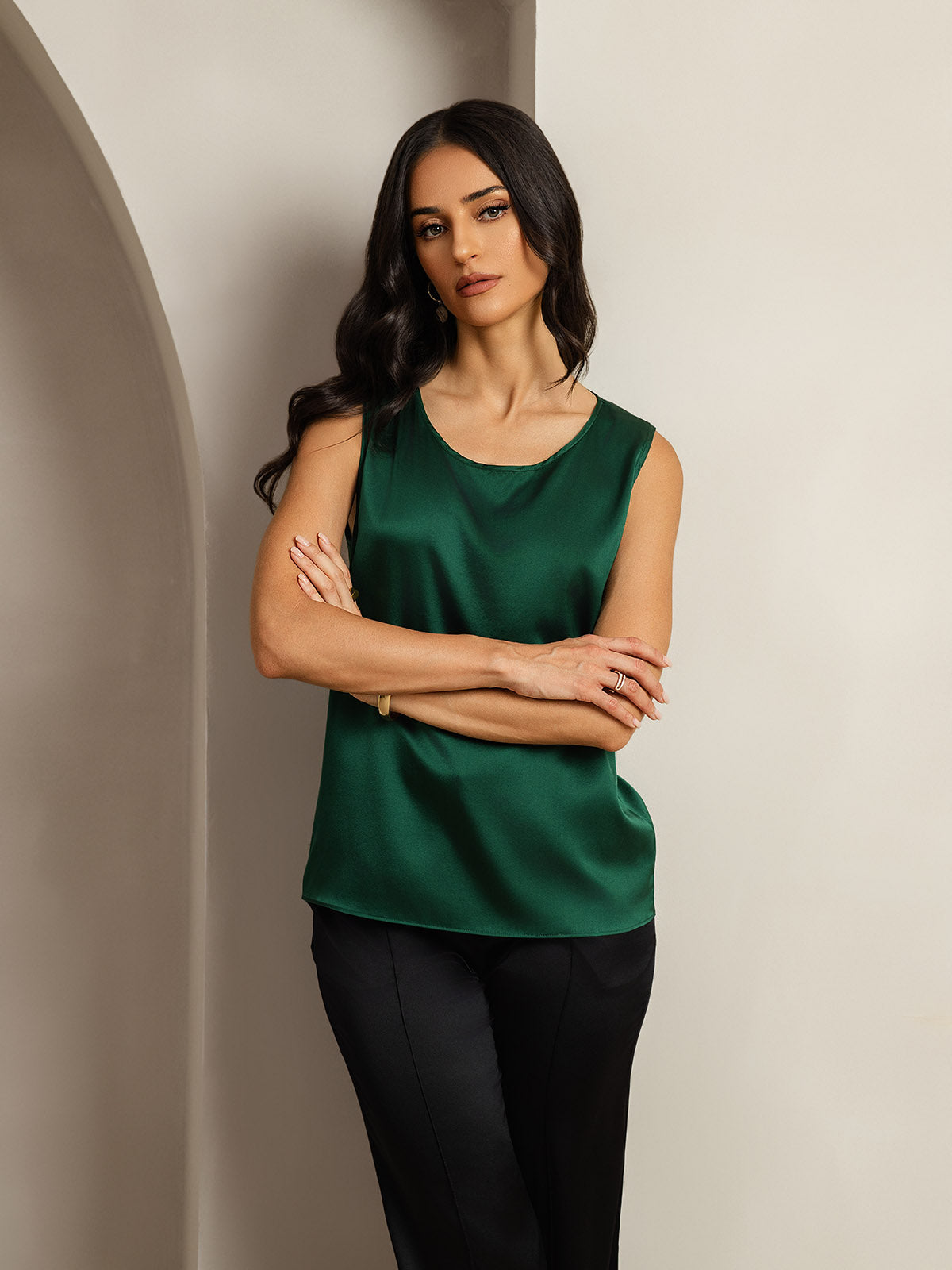 19Momme Silk Sleeveless Round Neck Women's Tank Top