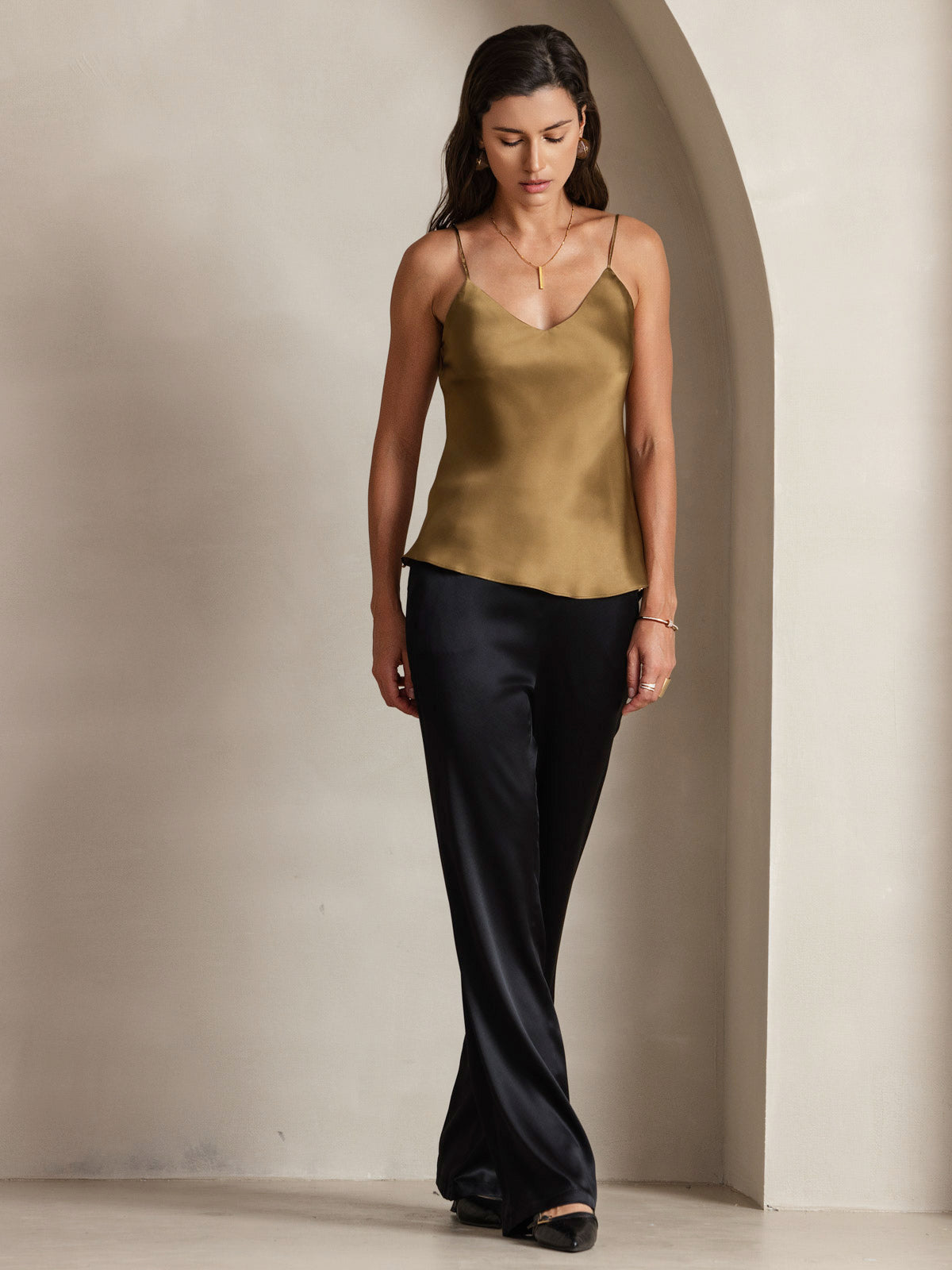 Pure Silk Spaghetti Strap V Neck Camisoles