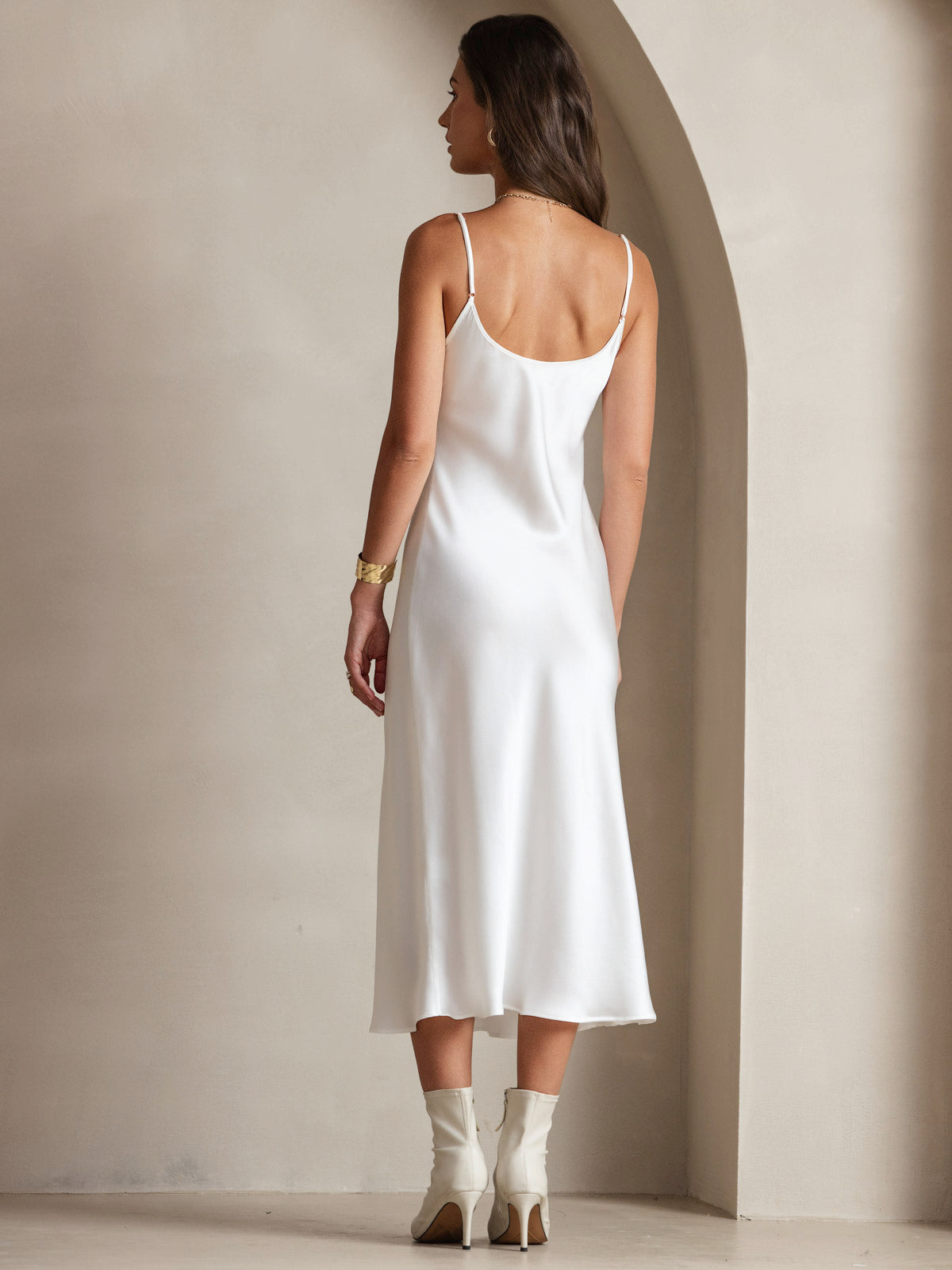 Pure Silk Spaghetti Strap Midi Dress