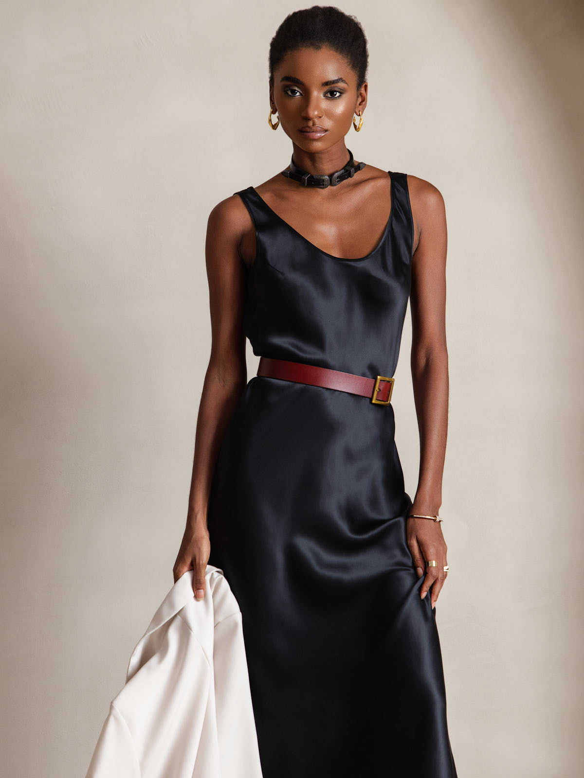 Pure Silk Sleeveless U Neck Midi Dress