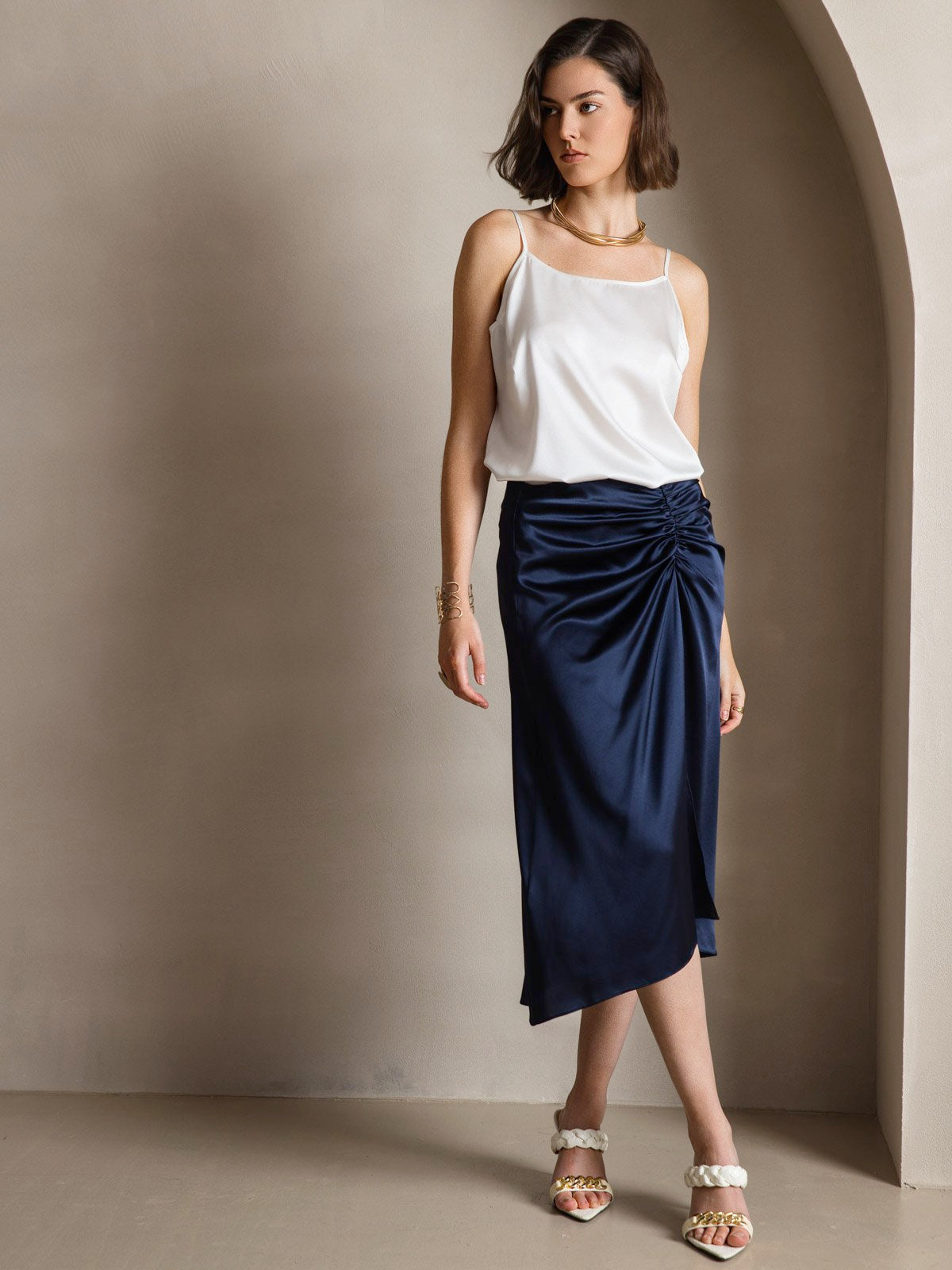 19Momme Silk Spaghetti Strap Round Neck Camisoles