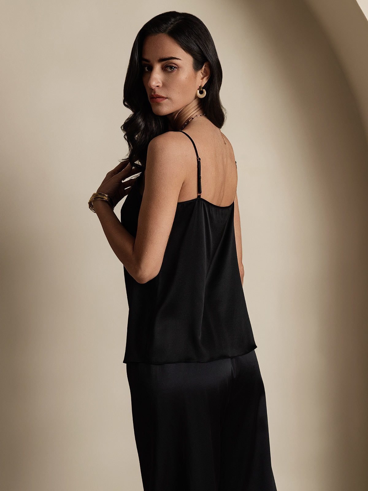 19Momme Silk Spaghetti Strap Round Neck Camisoles