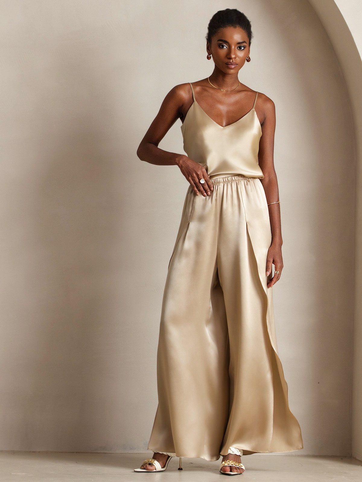 Pure Silk Spaghetti Strap V Neck Camisoles