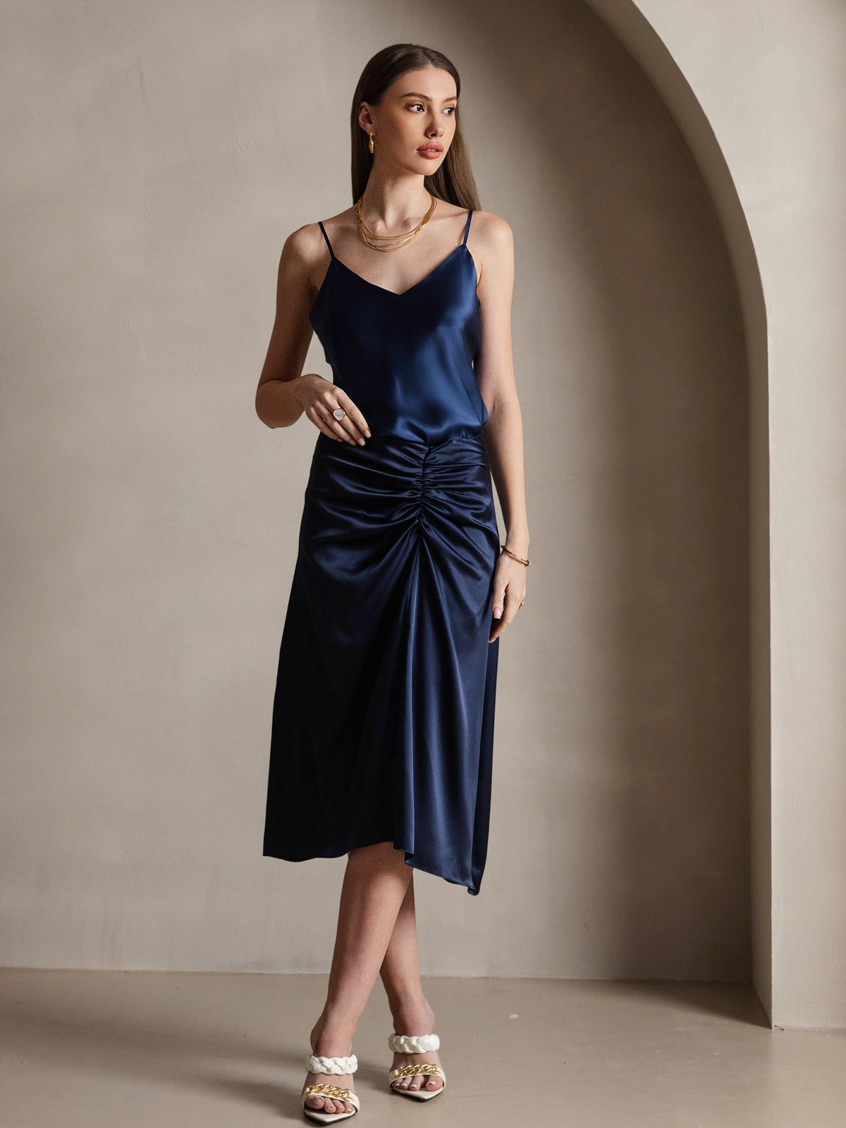 Pure Silk Spaghetti Strap V Neck Camisoles