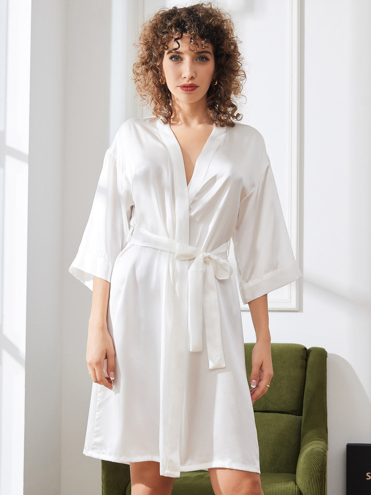 Pure Silk Women's Kimono Wrap Dressing Gown