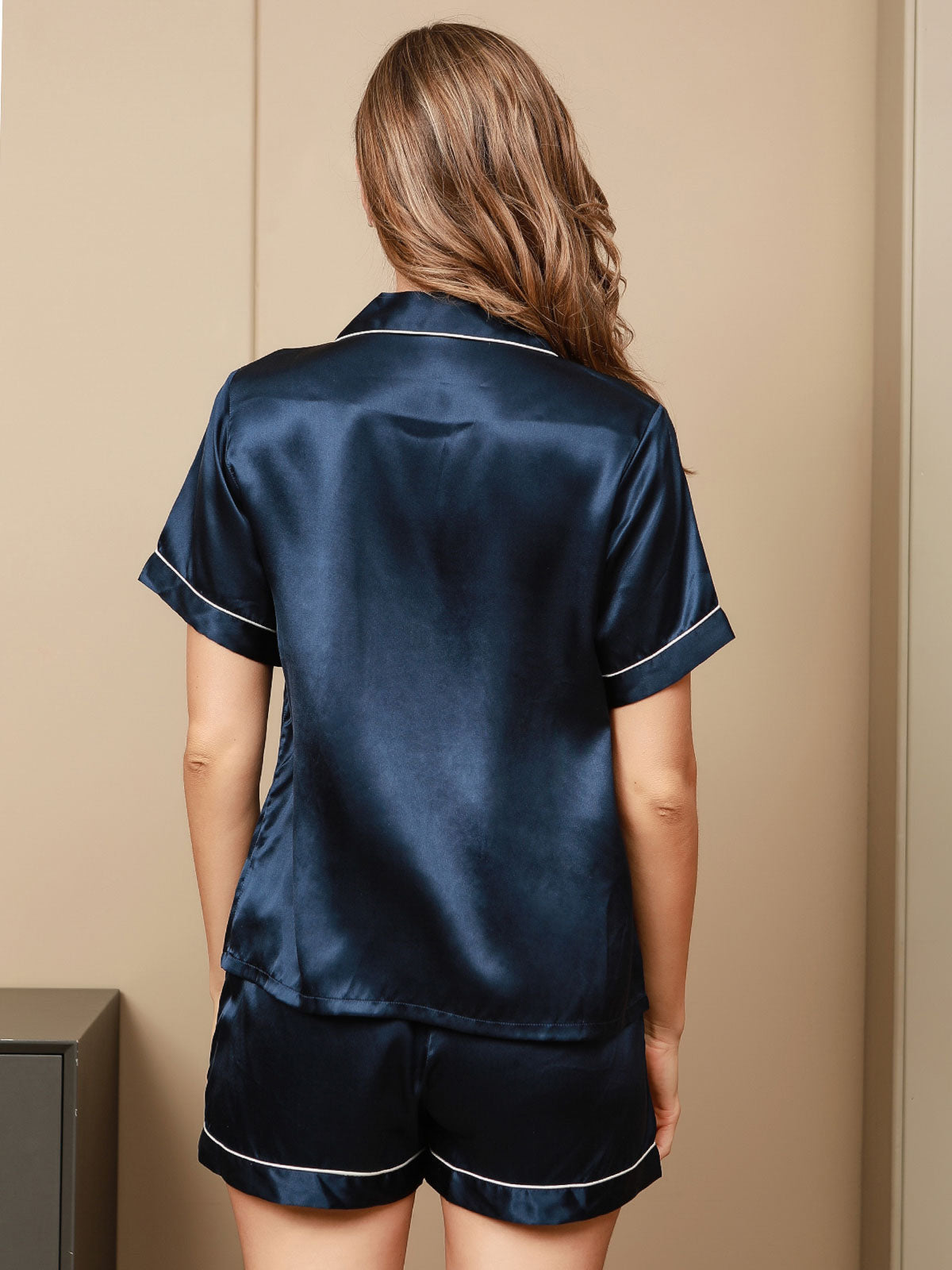 Women's Pure Silk Short Sleeve Notch Collar Pyjamas Set