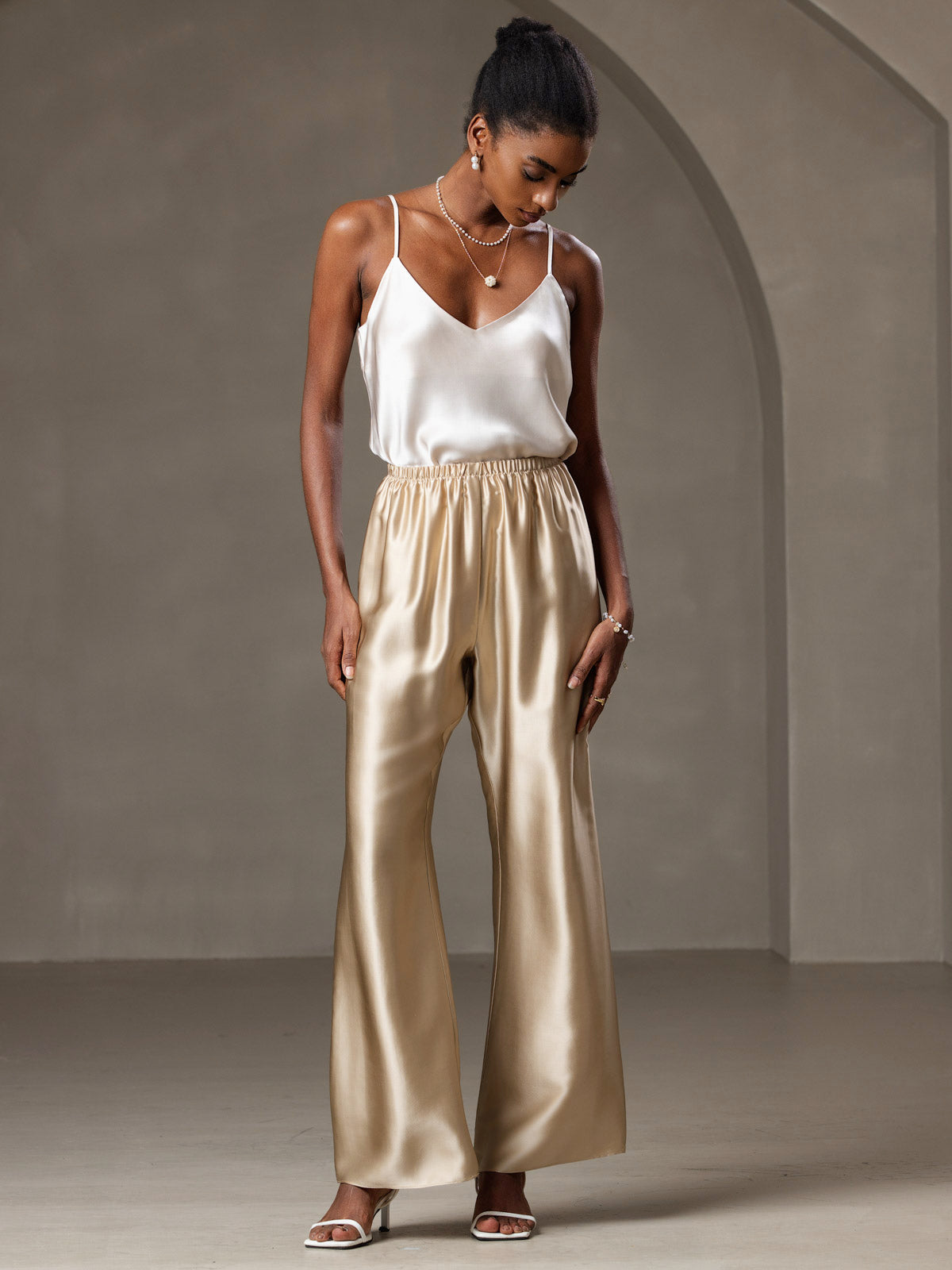 Pure Silk Spaghetti Strap V Neck Camisoles
