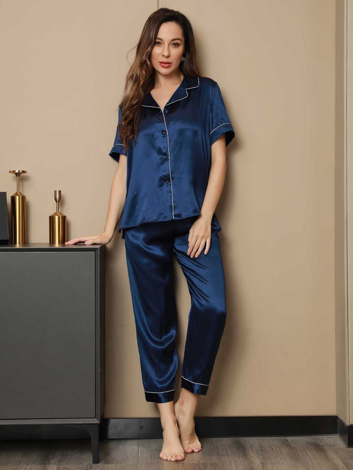 Women's Pure Silk Short Sleeve Pyjamas Set